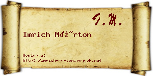 Imrich Márton névjegykártya